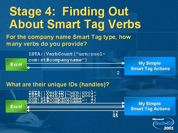 Stage 4: Finding Out About Smart Tag Verbs For the company name Smart Tag
