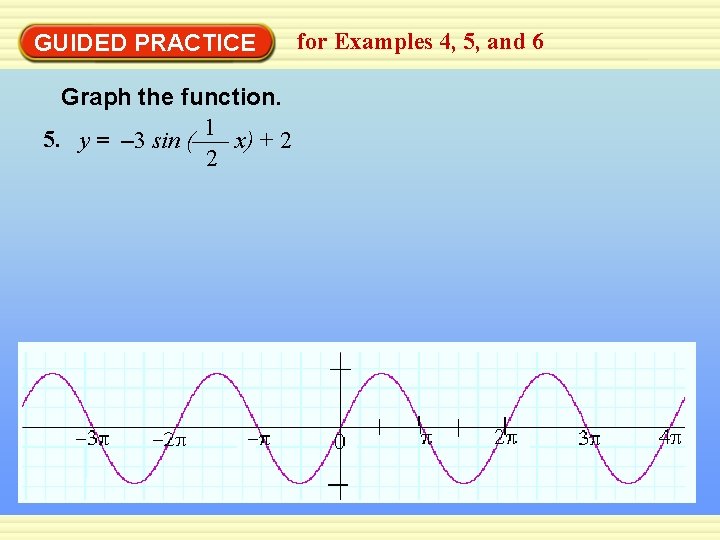 GUIDED PRACTICE Graph the function. 5. y = – 3 sin ( 1 x)