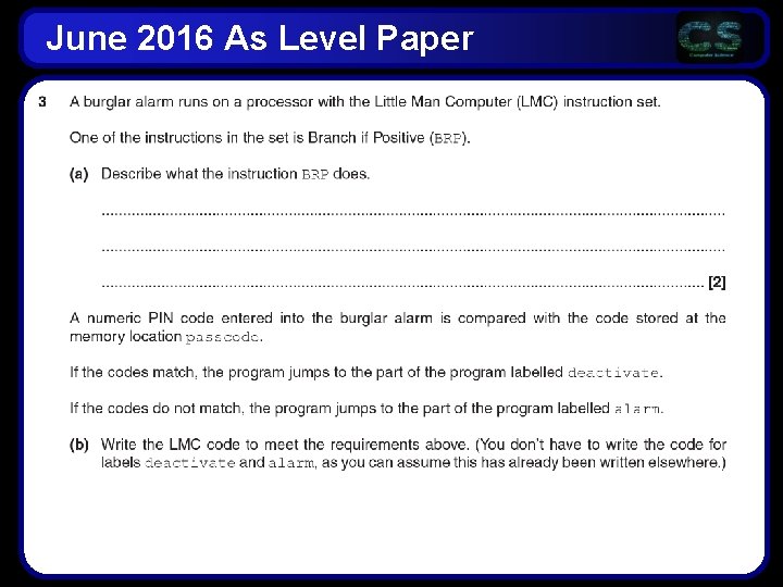June 2016 As Level Paper 