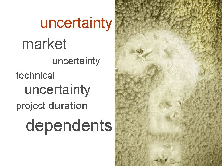 uncertainty market uncertainty technical uncertainty project duration dependents 