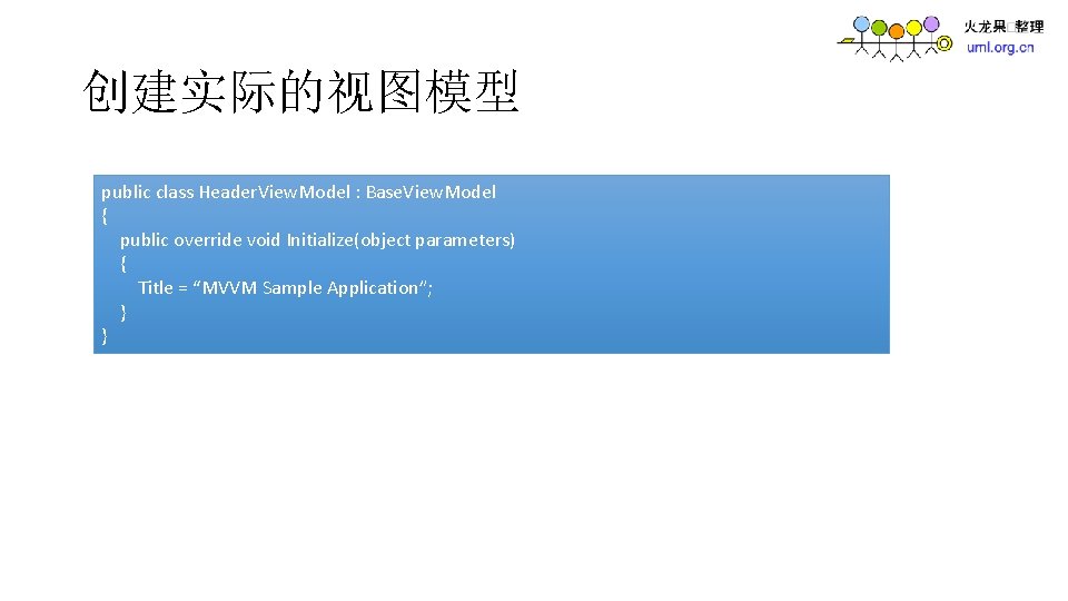 创建实际的视图模型 public class Header. View. Model : Base. View. Model { public override void