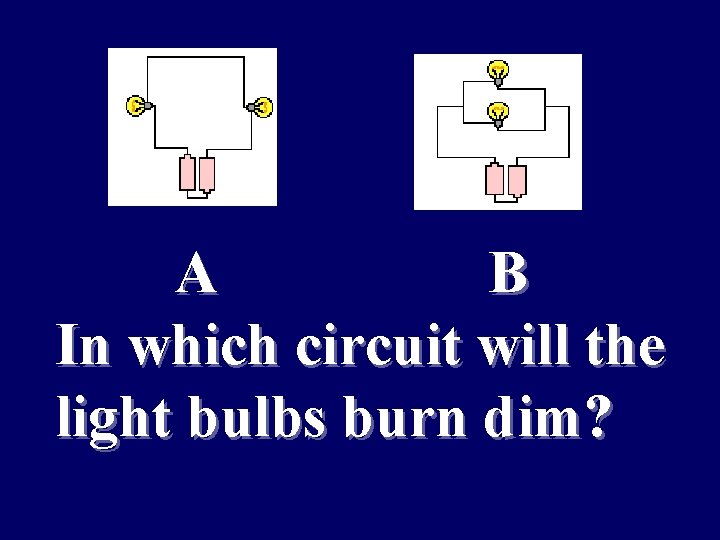 A B In which circuit will the light bulbs burn dim? 