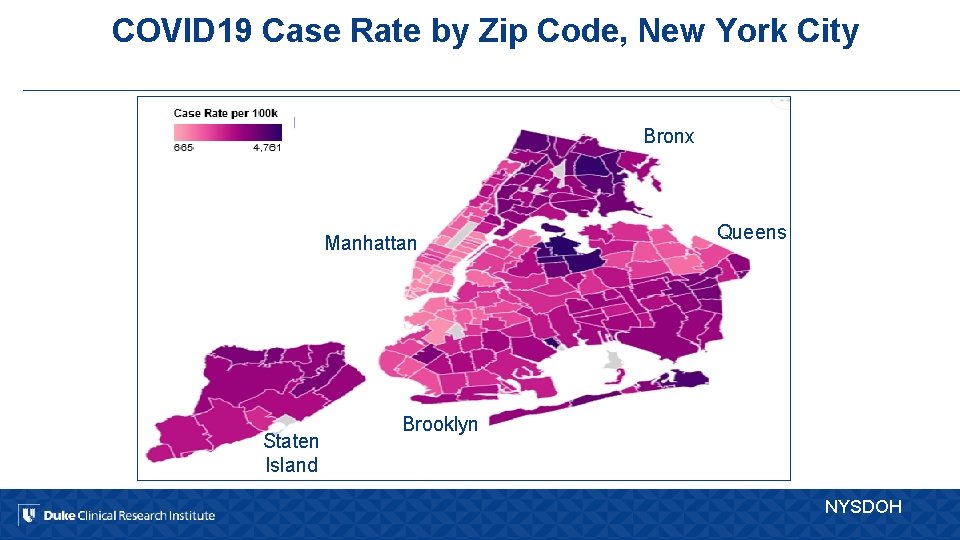 COVID 19 Case Rate by Zip Code, New York City Bronx Manhattan Staten Island