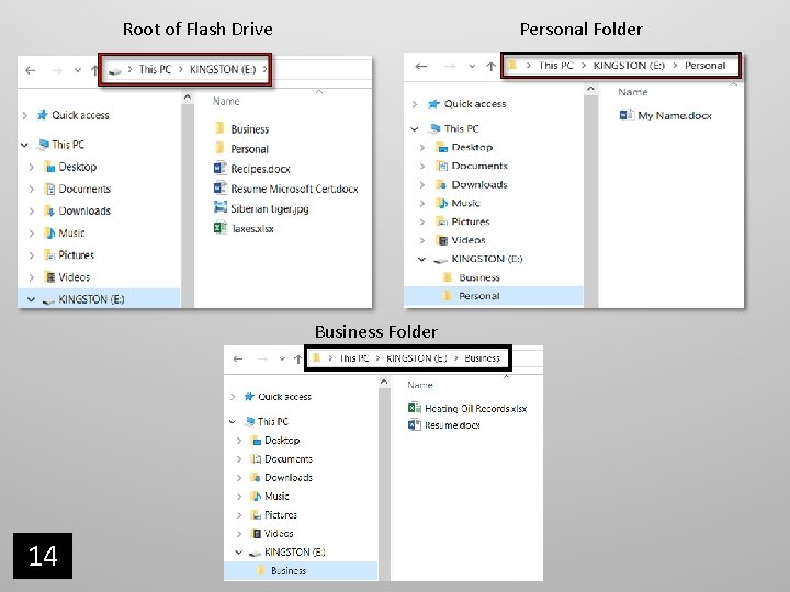 Root of Flash Drive Personal Folder Business Folder 14 Root of Flash Drive Personal Folder Business Folder 14