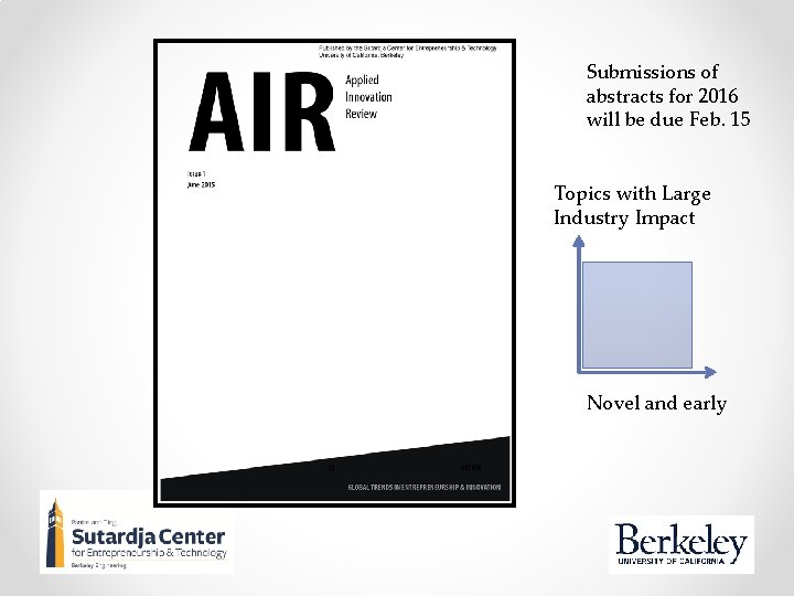 Submissions of abstracts for 2016 will be due Feb. 15 Topics with Large Industry