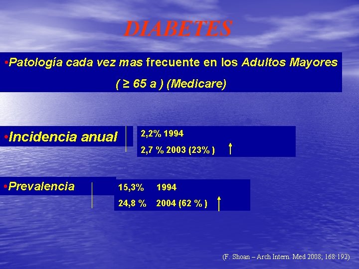 DIABETES • Patología cada vez mas frecuente en los Adultos Mayores ( ≥ 65