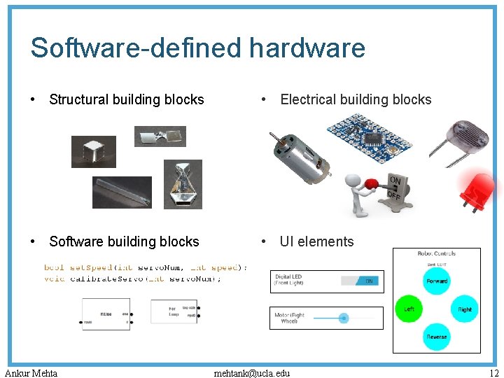 Software-defined hardware • Structural building blocks • Electrical building blocks • Software building blocks