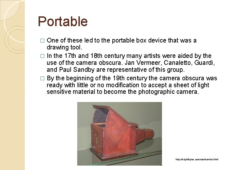 Portable One of these led to the portable box device that was a drawing