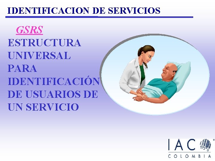 IDENTIFICACION DE SERVICIOS GSRS ESTRUCTURA UNIVERSAL PARA IDENTIFICACIÓN DE USUARIOS DE UN SERVICIO IDENTIFICACION DE SERVICIOS GSRS ESTRUCTURA UNIVERSAL PARA IDENTIFICACIÓN DE USUARIOS DE UN SERVICIO