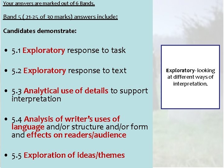 Your answers are marked out of 6 Bands. Band 5 ( 21 -25 of
