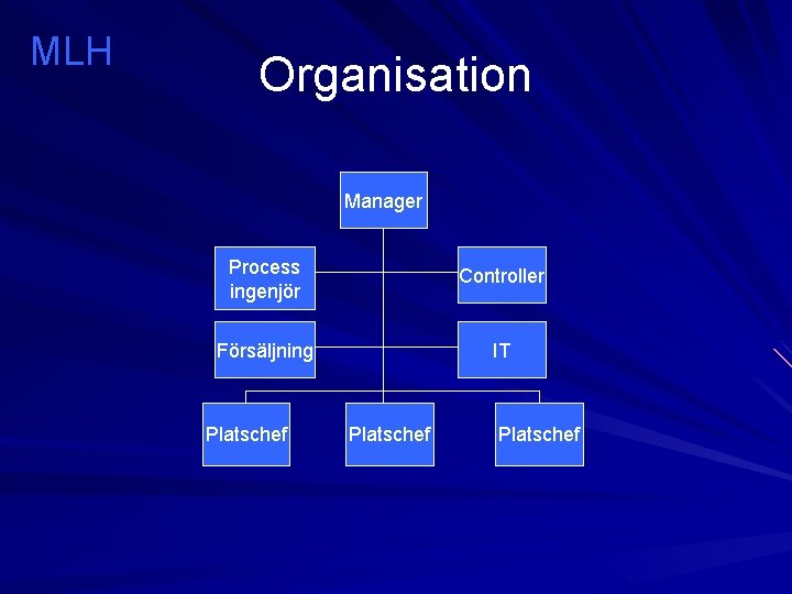 MLH Organisation Manager Process ingenjör Controller Försäljning IT Platschef 