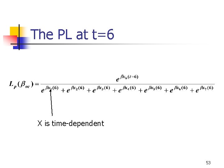 The PL at t=6 X is time-dependent 53 The PL at t=6 X is time-dependent 53