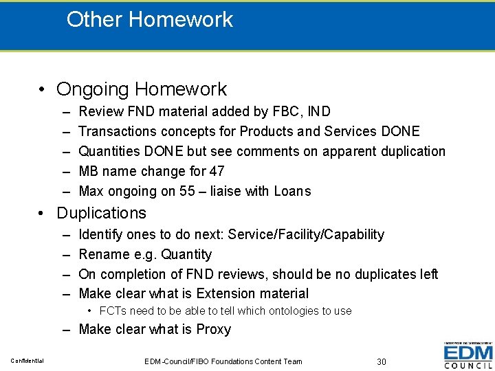 Other Homework • Ongoing Homework – – – Review FND material added by FBC,