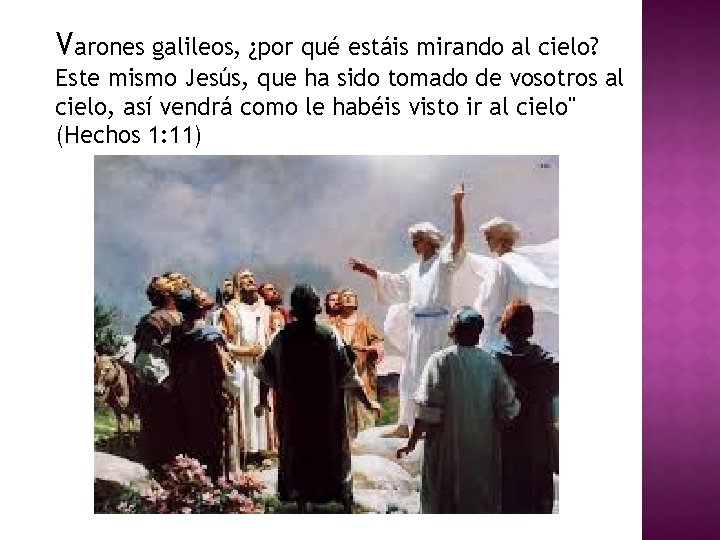 Varones galileos, ¿por qué estáis mirando al cielo? Este mismo Jesús, que ha sido