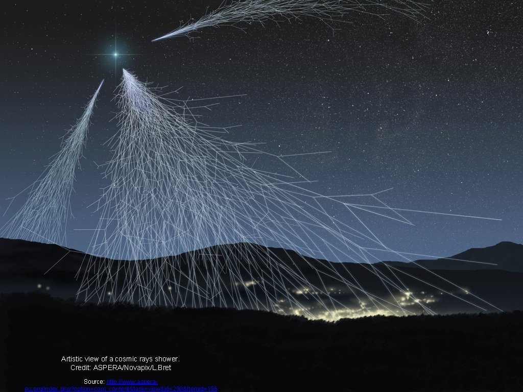 Artistic view of a cosmic rays shower. Credit: ASPERA/Novapix/L. Bret Source: http: //www. asperaeu.