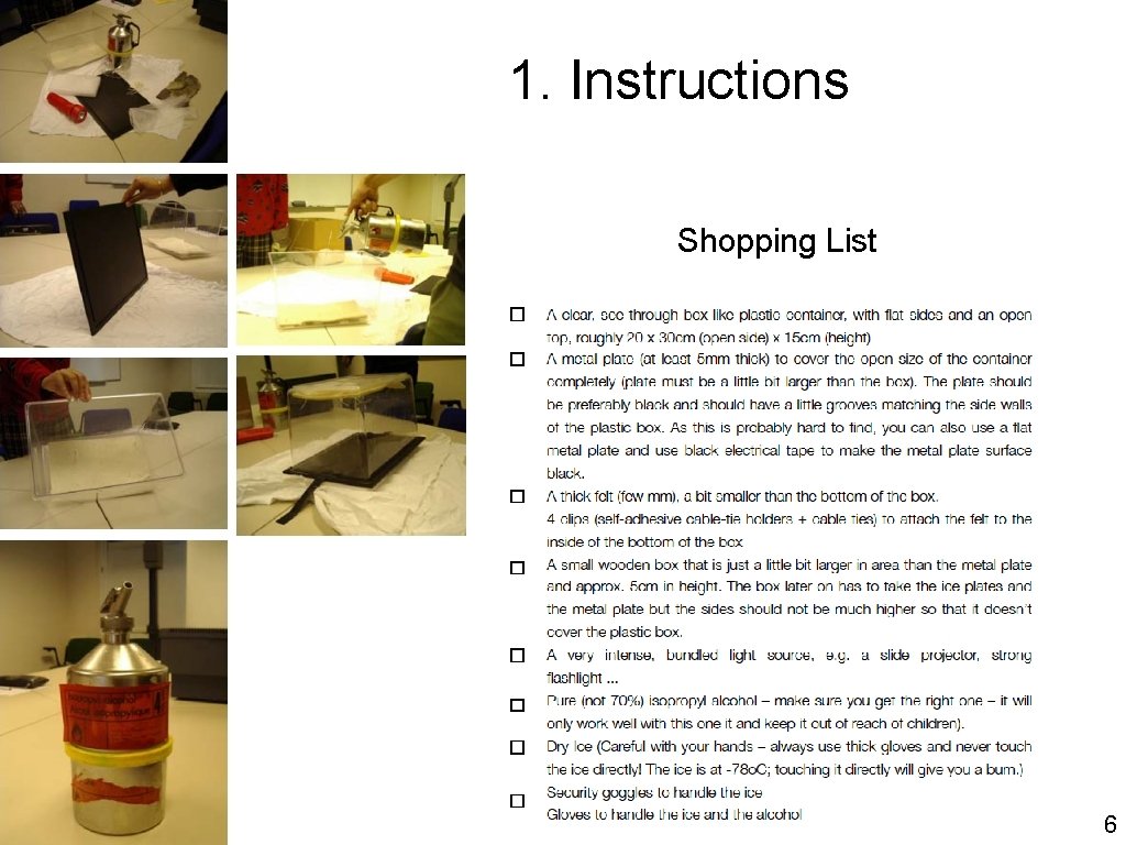 1. Instructions Shopping List 6 