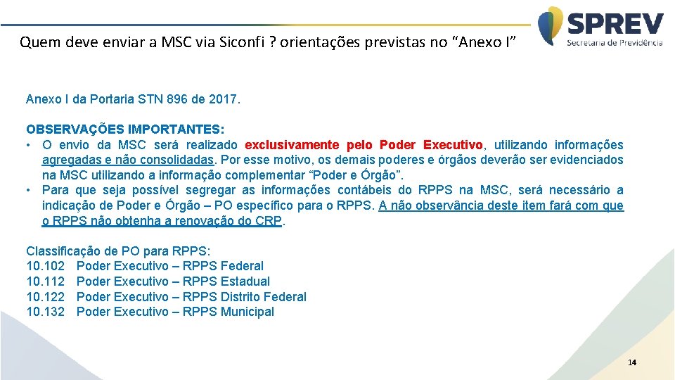 Quem deve enviar a MSC via Siconfi ? orientações previstas no “Anexo I” Anexo