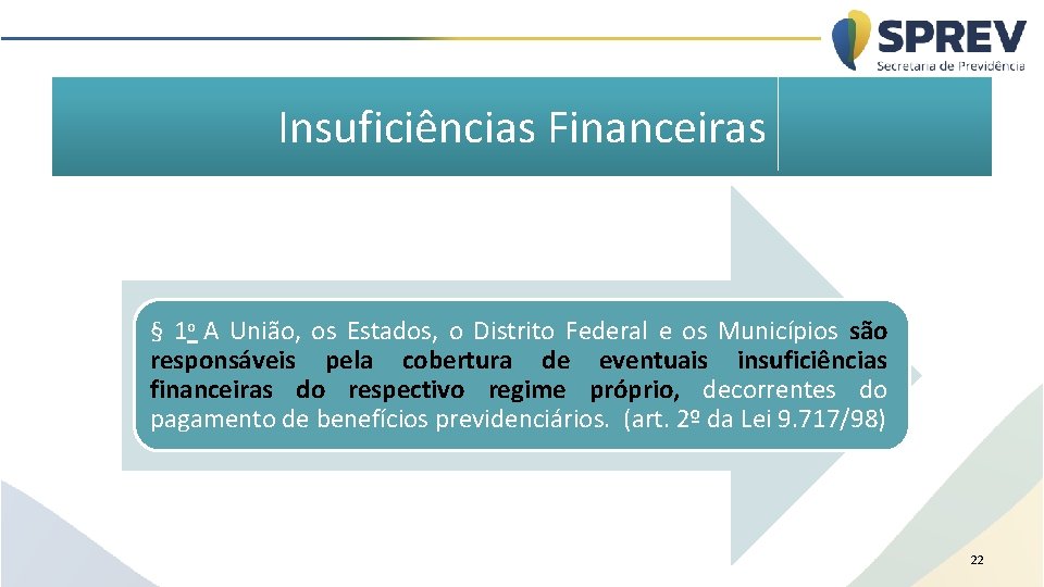 Insuficiências Financeiras § 1 o A União, os Estados, o Distrito Federal e os