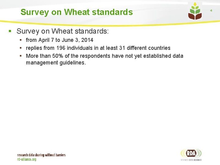 Survey on Wheat standards § Survey on Wheat standards: § from April 7 to