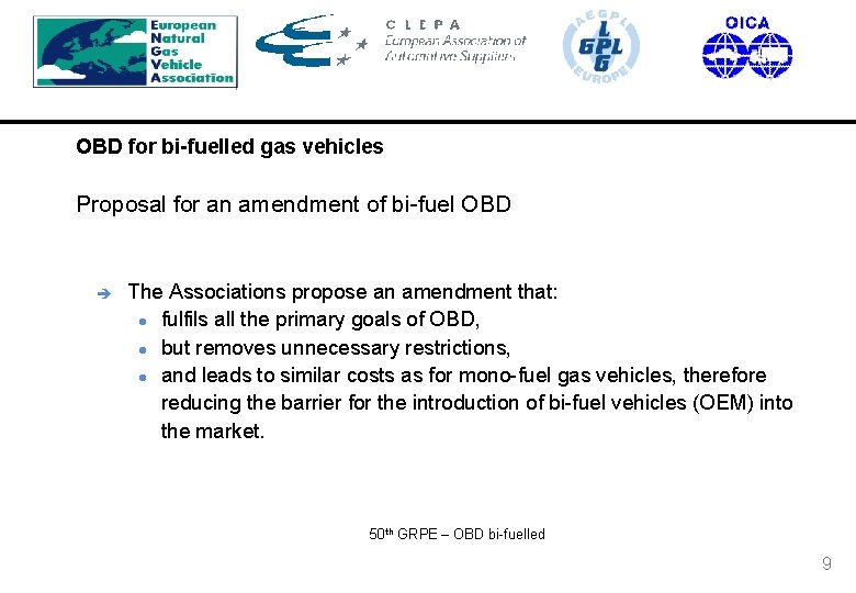 OBD for bi-fuelled gas vehicles Proposal for an amendment of bi-fuel OBD è The