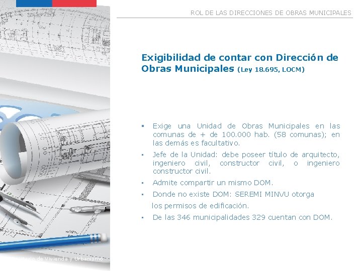 Imagen Referencial ROL DE LAS DIRECCIONES DE OBRAS MUNICIPALES Exigibilidad de contar con Dirección