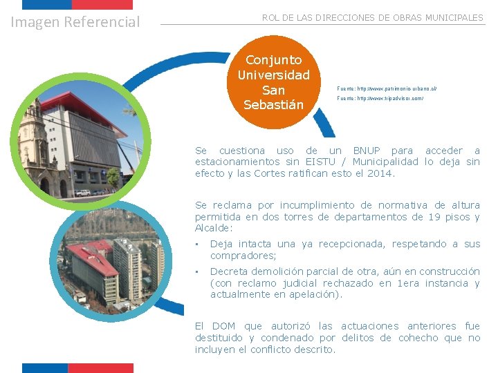 Imagen Referencial ROL DE LAS DIRECCIONES DE OBRAS MUNICIPALES Conjunto Universidad San Sebastián Fuente: