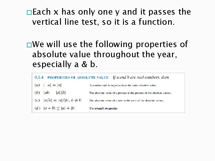 � Each x has only one y and it passes the vertical line test,