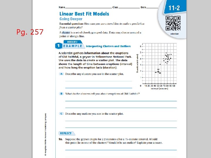 Linear Best Fit Models Pg. 257 