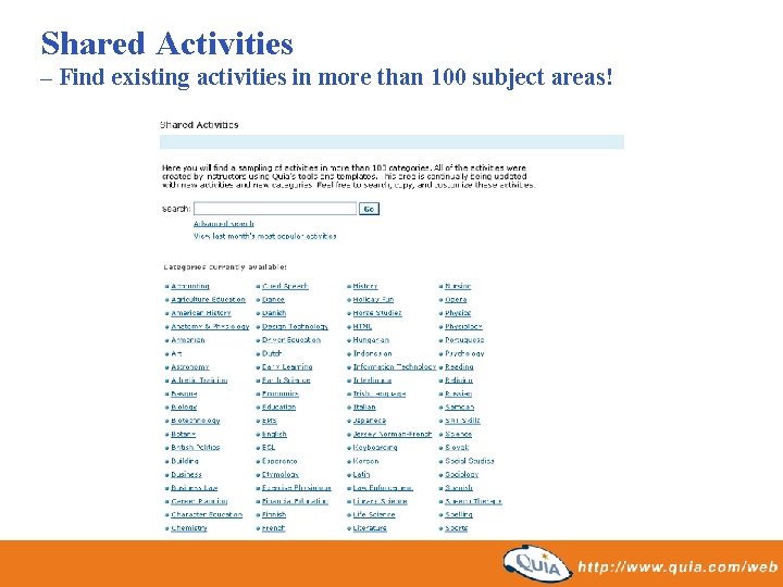 Shared Activities – Find existing activities in more than 100 subject areas! 