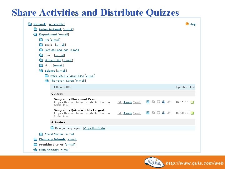 Share Activities and Distribute Quizzes 