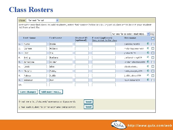 Class Rosters 