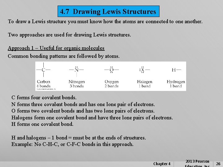 4. 7 Drawing Lewis Structures To draw a Lewis structure you must know how