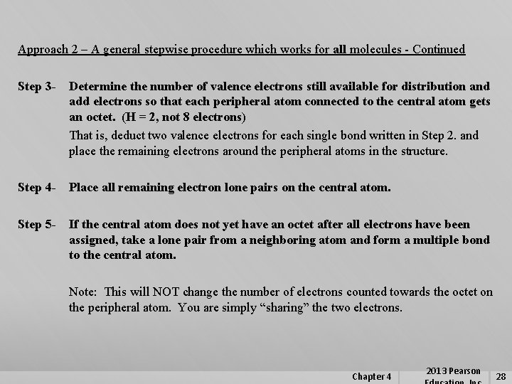 Approach 2 – A general stepwise procedure which works for all molecules - Continued