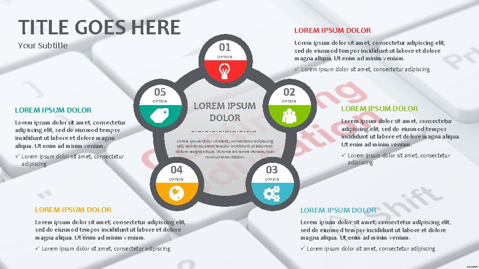TITLE GOES HERE Your Subtitle LOREM IPSUM DOLOR Lorem ipsum dolor sit amet, consectetur