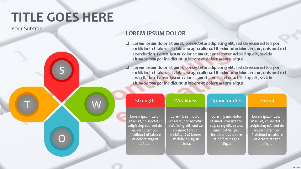 TITLE GOES HERE Your Subtitle LOREM IPSUM DOLOR q Lorem ipsum dolor sit amet,