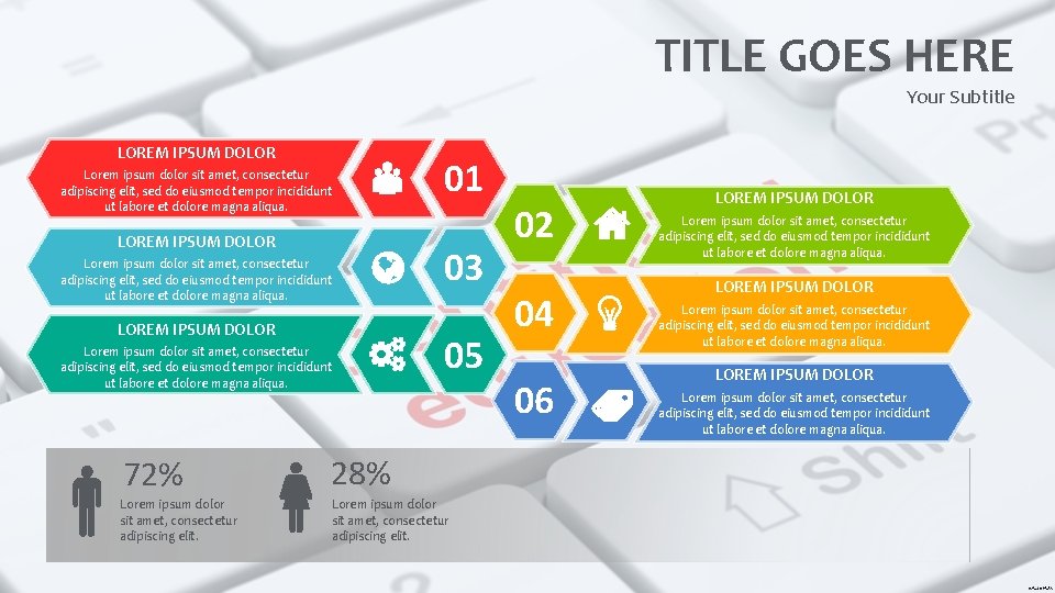TITLE GOES HERE Your Subtitle LOREM IPSUM DOLOR Lorem ipsum dolor sit amet, consectetur