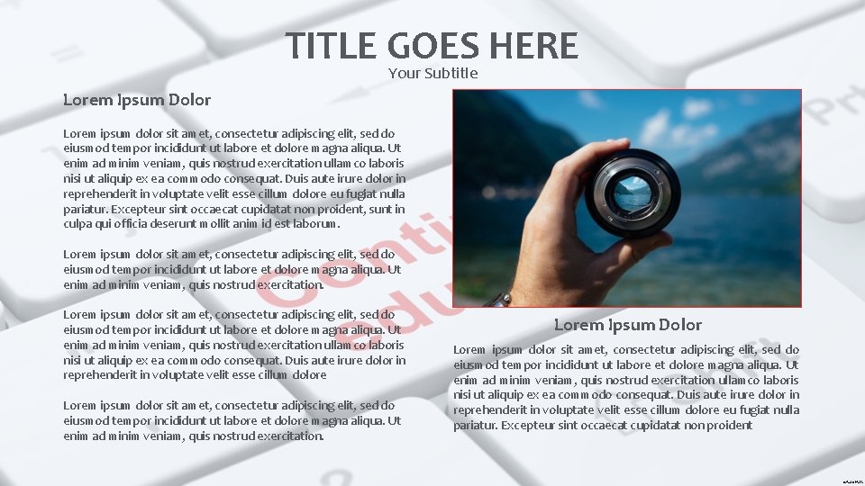 TITLE GOES HERE Your Subtitle Lorem Ipsum Dolor Lorem ipsum dolor sit amet, consectetur