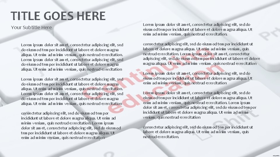 TITLE GOES HERE Your Subtitle Here Lorem ipsum dolor sit amet, consectetur adipiscing elit,