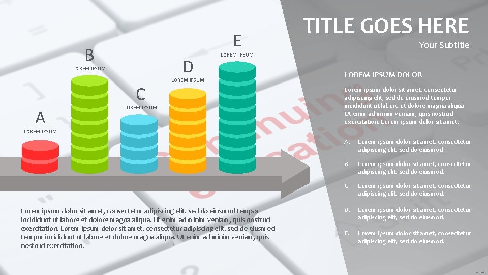 E B D LOREM IPSUM C A TITLE GOES HERE Your Subtitle LOREM IPSUM