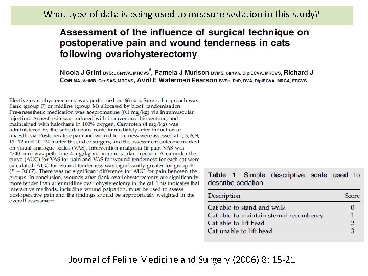 What type of data is being used to measure sedation in this study? Journal