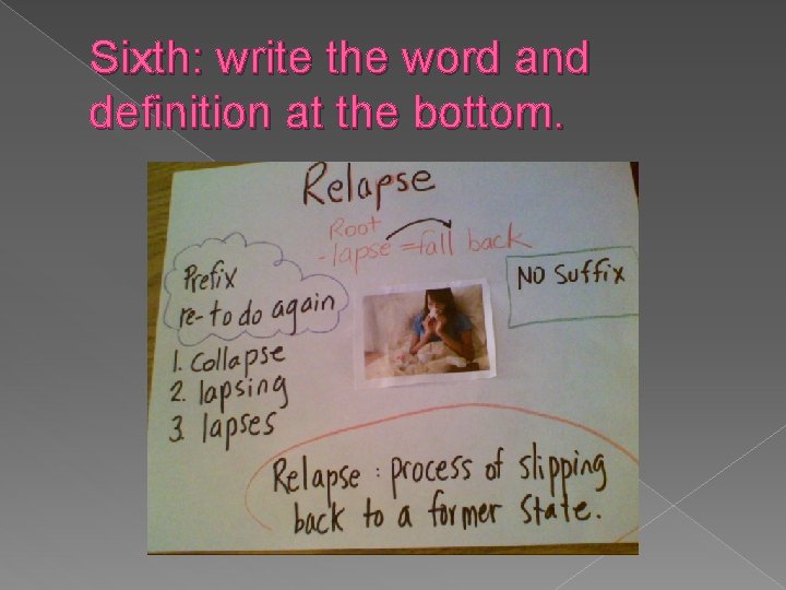 Sixth: write the word and definition at the bottom. 