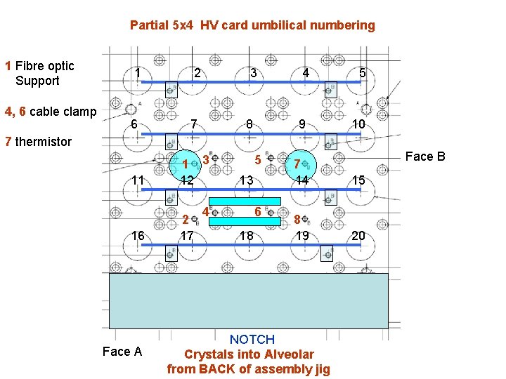 Partial 5 x 4 HV card umbilical numbering 1 Fibre optic Support 4, 6