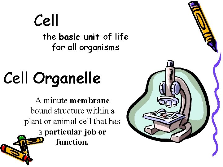 Cell the basic unit of life for all organisms Cell Organelle A minute membrane Cell the basic unit of life for all organisms Cell Organelle A minute membrane