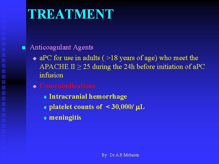 TREATMENT n Anticoagulant Agents u a. PC for use in adults ( >18 years