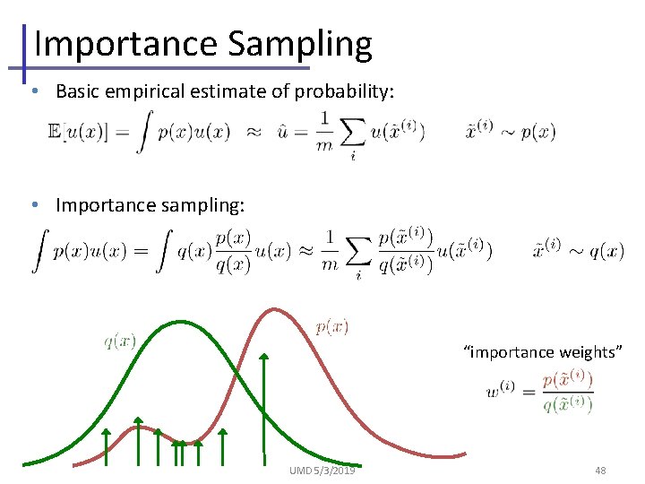 Importance Sampling • Basic empirical estimate of probability: • Importance sampling: “importance weights” UMD