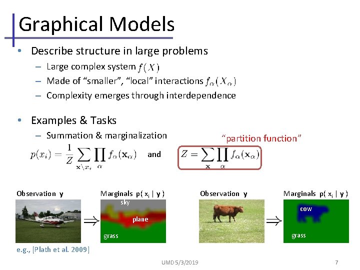Graphical Models • Describe structure in large problems – Large complex system – Made