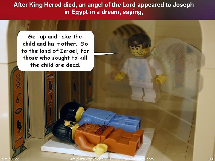 After King Herod died, an angel of the Lord appeared to Joseph in Egypt