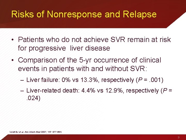 Risks of Nonresponse and Relapse • Patients who do not achieve SVR remain at
