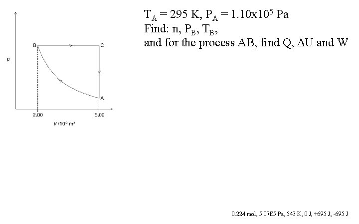 TA = 295 K, PA = 1. 10 x 105 Pa Find: n, PB,