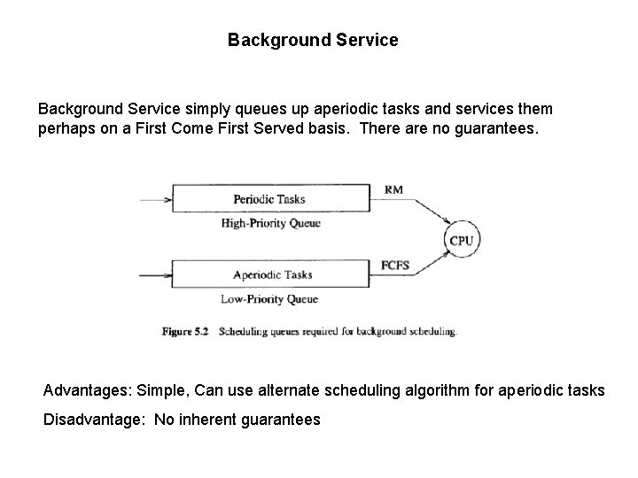 Background Service simply queues up aperiodic tasks and services them perhaps on a First